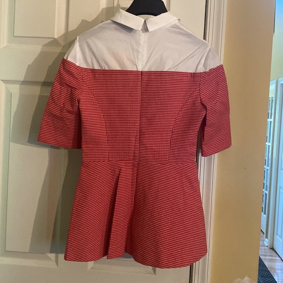 NWT Pearl by Lela Rose Checkered short sleeve poplin combo top Super Stylish - Picture 2 of 9